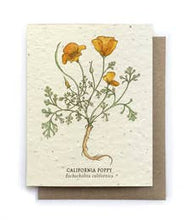 Load image into Gallery viewer, Plantable Seed Cards - California Poppy Blank Card