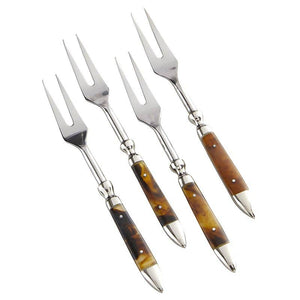 Silver & Tortoise Appetizer Forks (set of 4)