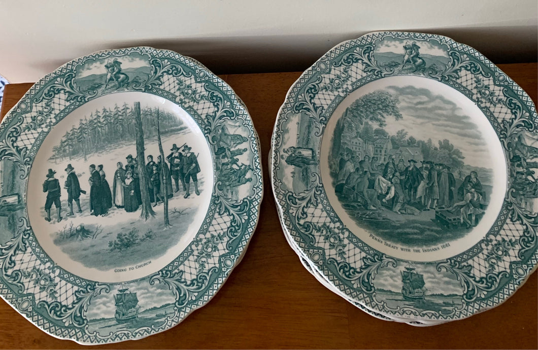Early America Ceramic Plates (vintage) (set of 8)